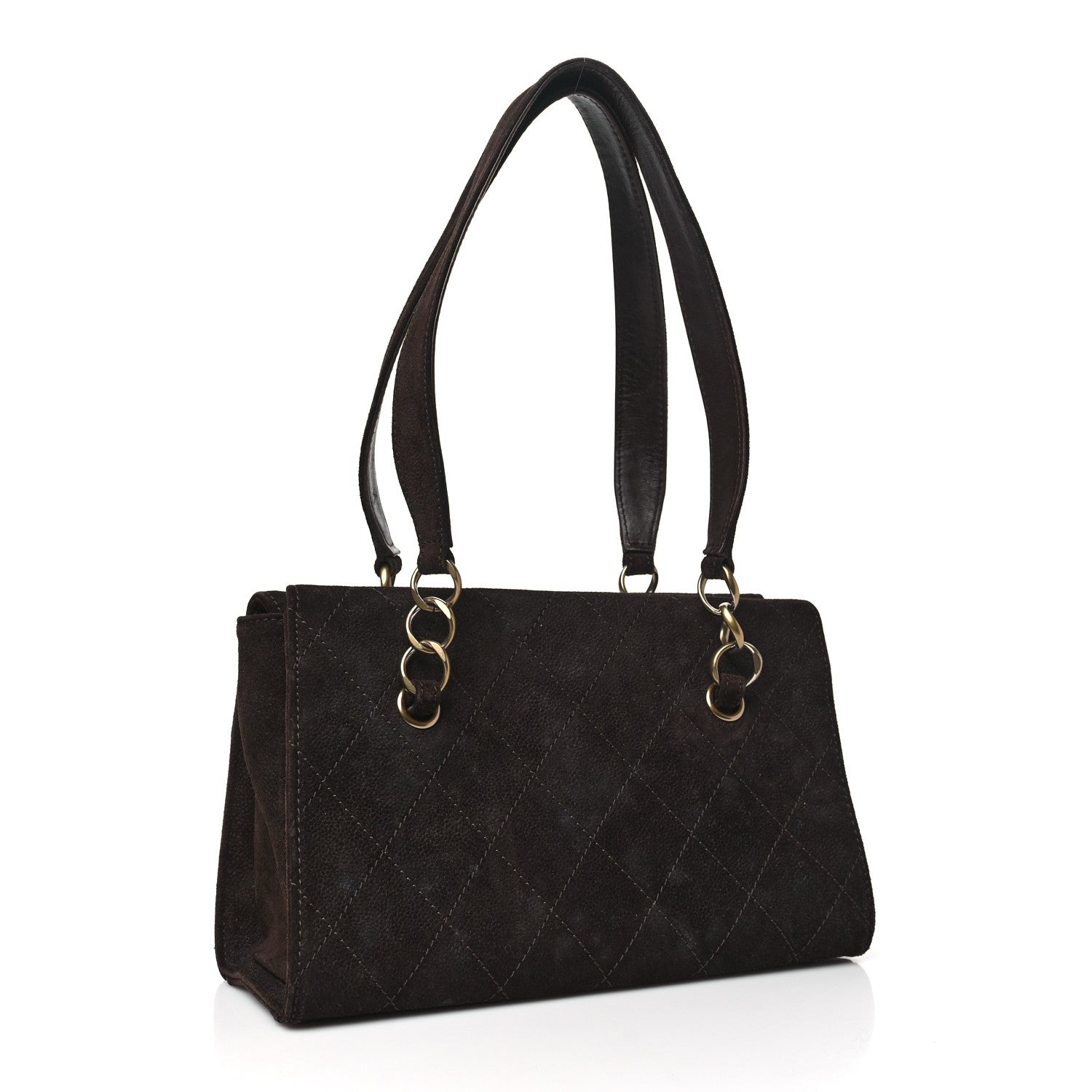 Chanel Suede Caviar Stitched CC Shoulder Bag Brown 3 of 12