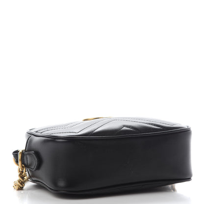 Gucci Calfskin Matelasse Mini GG Marmont Chain Shoulder Bag Black 4 of 9