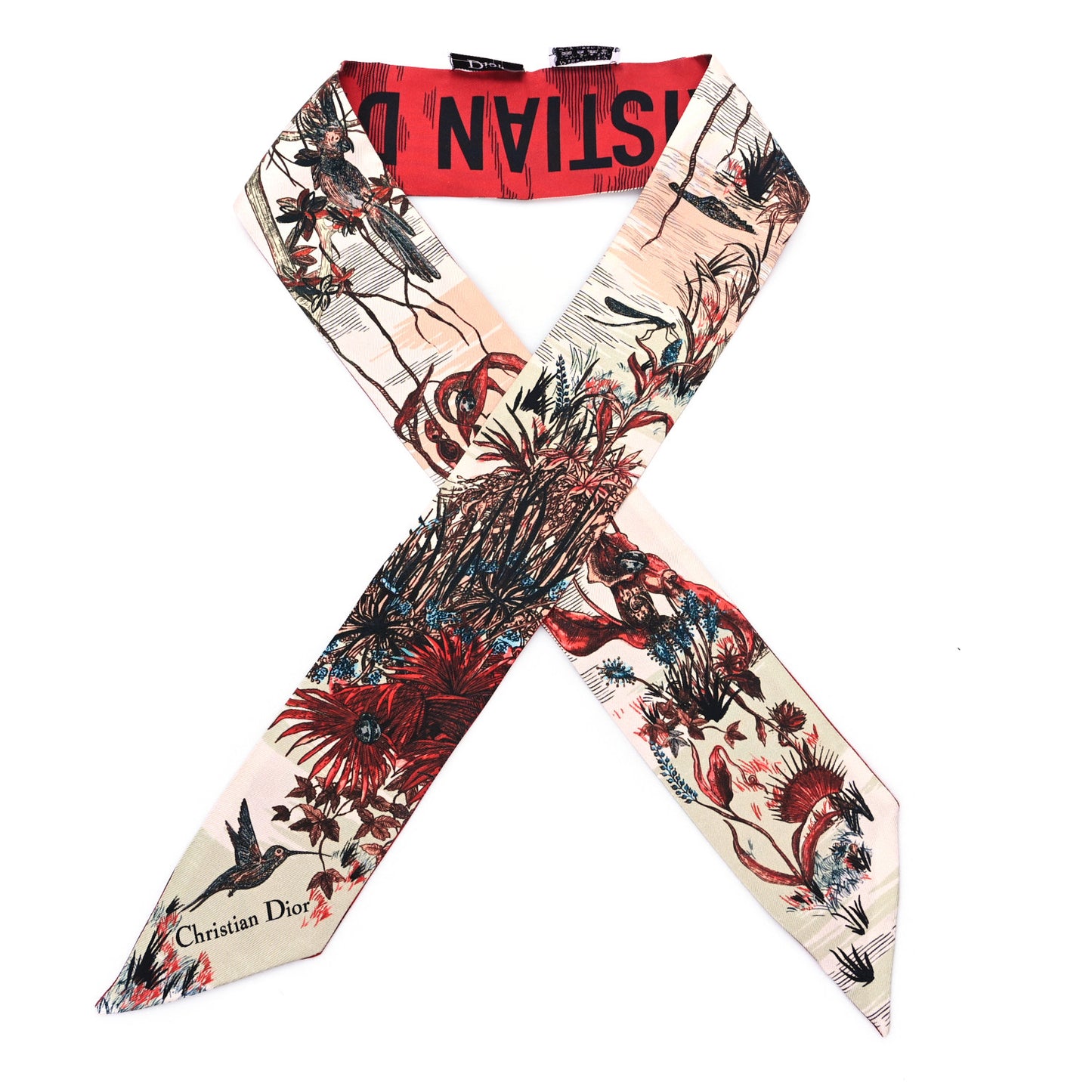 Silk Toile De Jouy Mitzah Scarf Red