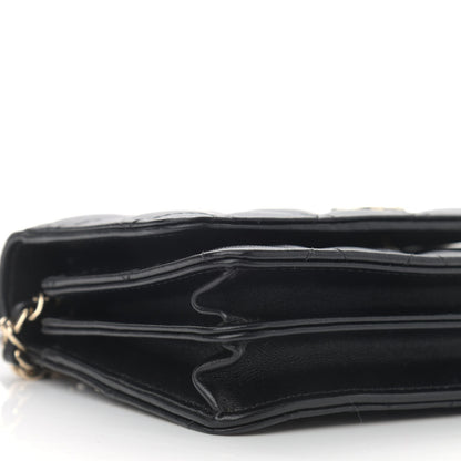 Chanel Lambskin Quilted Mini Camellia Bow Wallet On Chain WOC Black 9 of 11