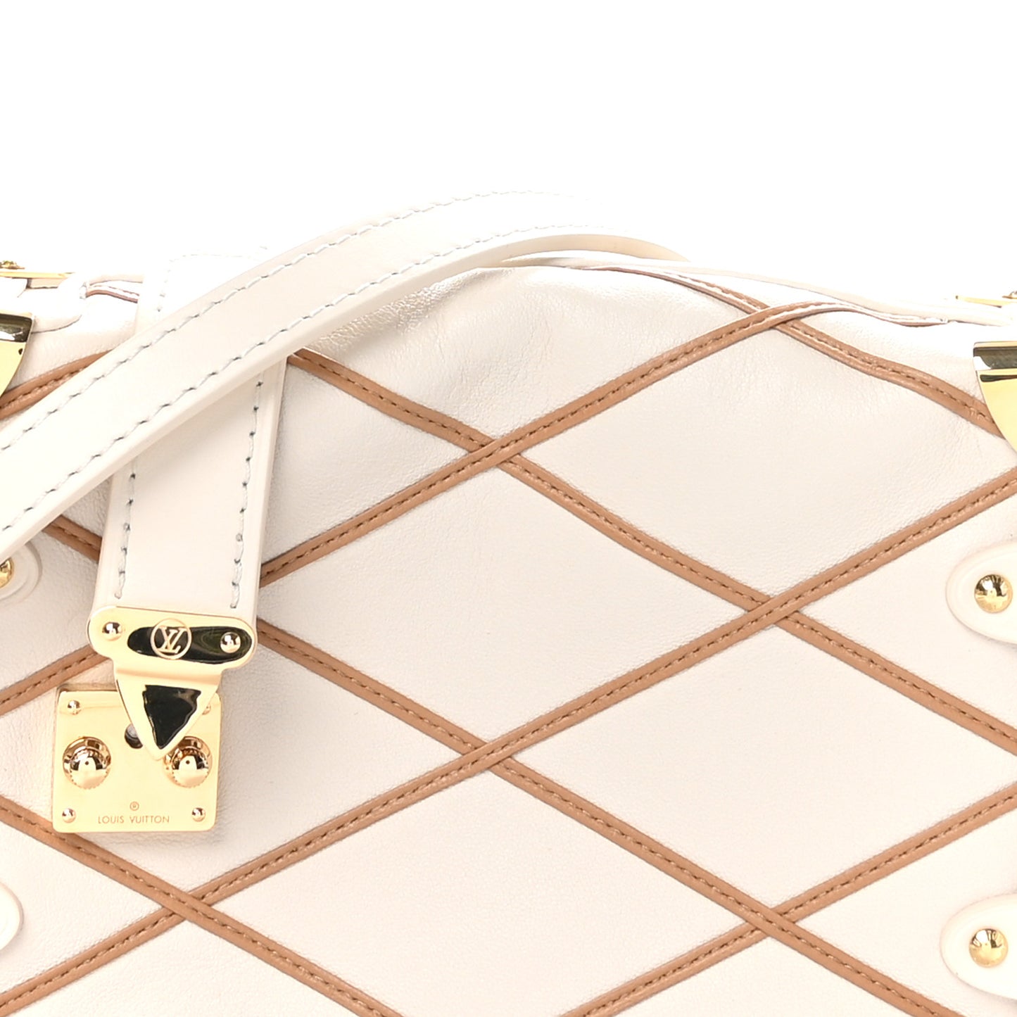 Lambskin Malletage Side Trunk PM Creme Noisette