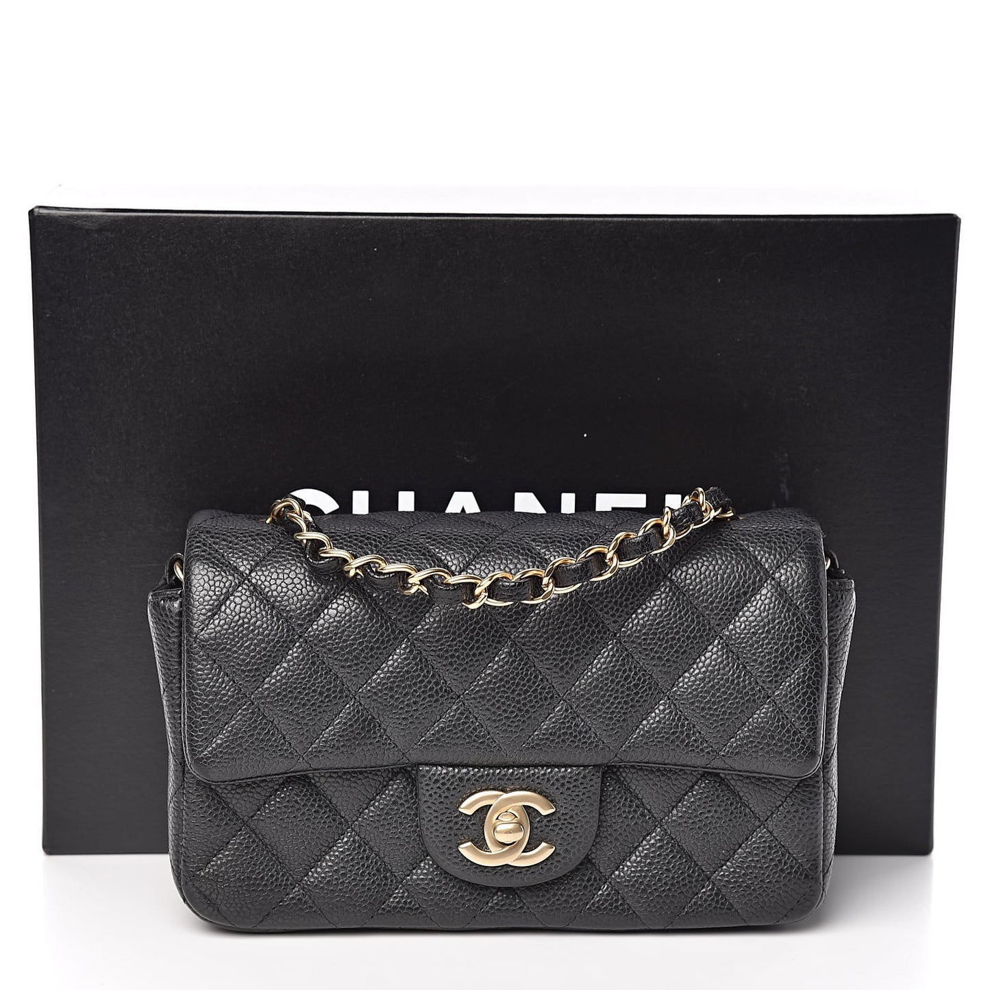 Caviar Quilted Mini Rectangular Flap Black
