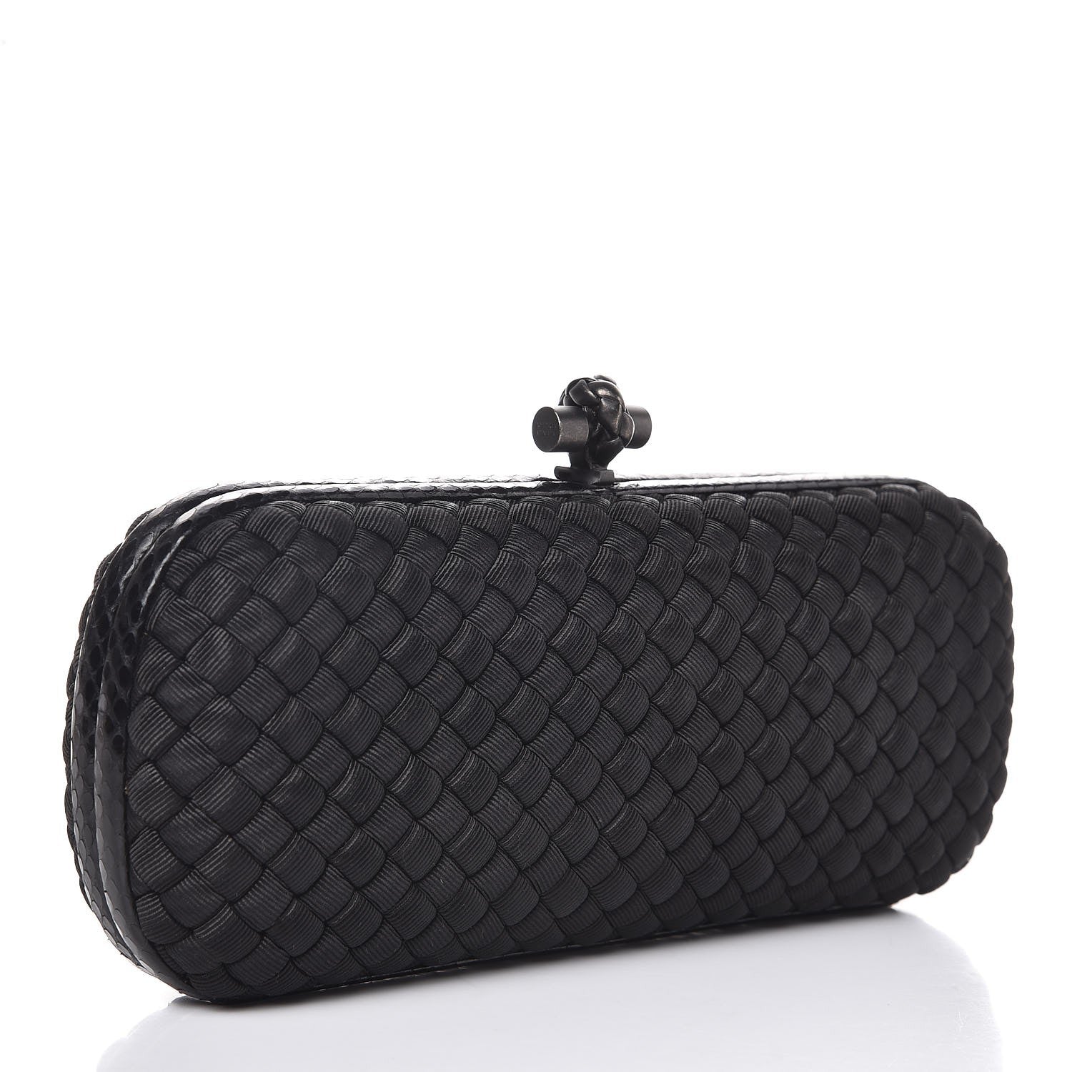 Bottega Veneta Satin Ayers Intreccio Impero Stretch Knot Clutch Black 3 of 6
