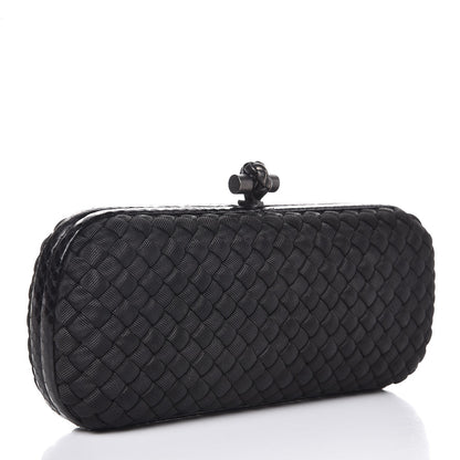 Bottega Veneta Satin Ayers Intreccio Impero Stretch Knot Clutch Black 3 of 6