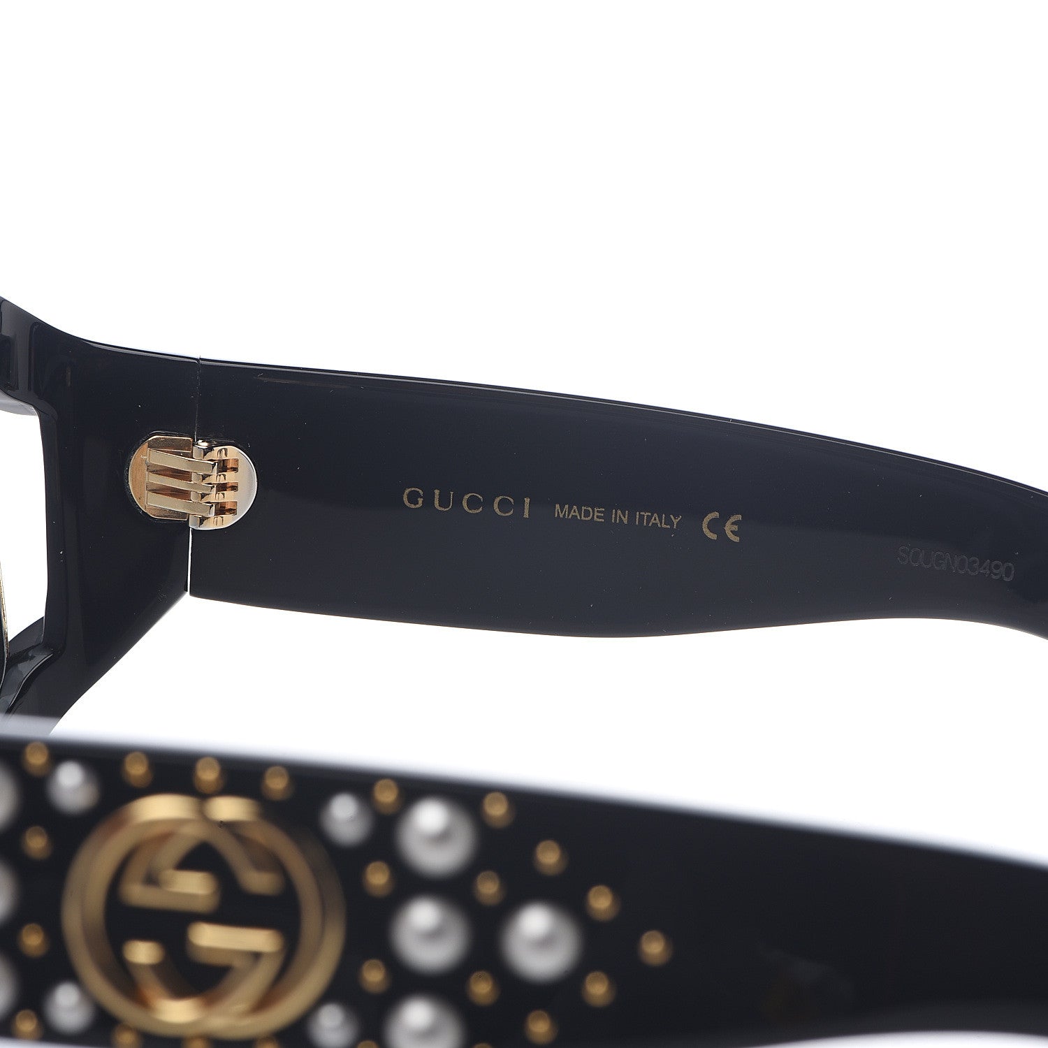 Gucci Acetate Pearl Rectangular Frame Sunglasses GG0234S Black 6 of 6
