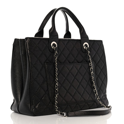 Chanel Caviar Quilted Large Urban Companion Top Handle Shopping Tote Black 2 of 9