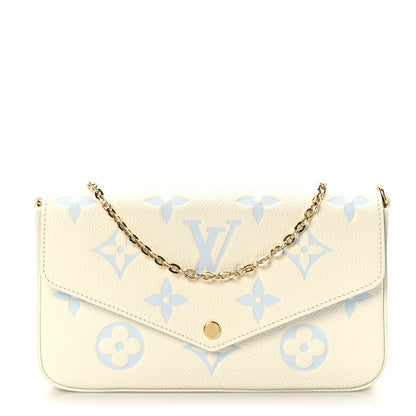 Louis Vuitton Empreinte Monogram Giant Felicie Pochette Chain Wallet Latte Candy Blue 3 of 9