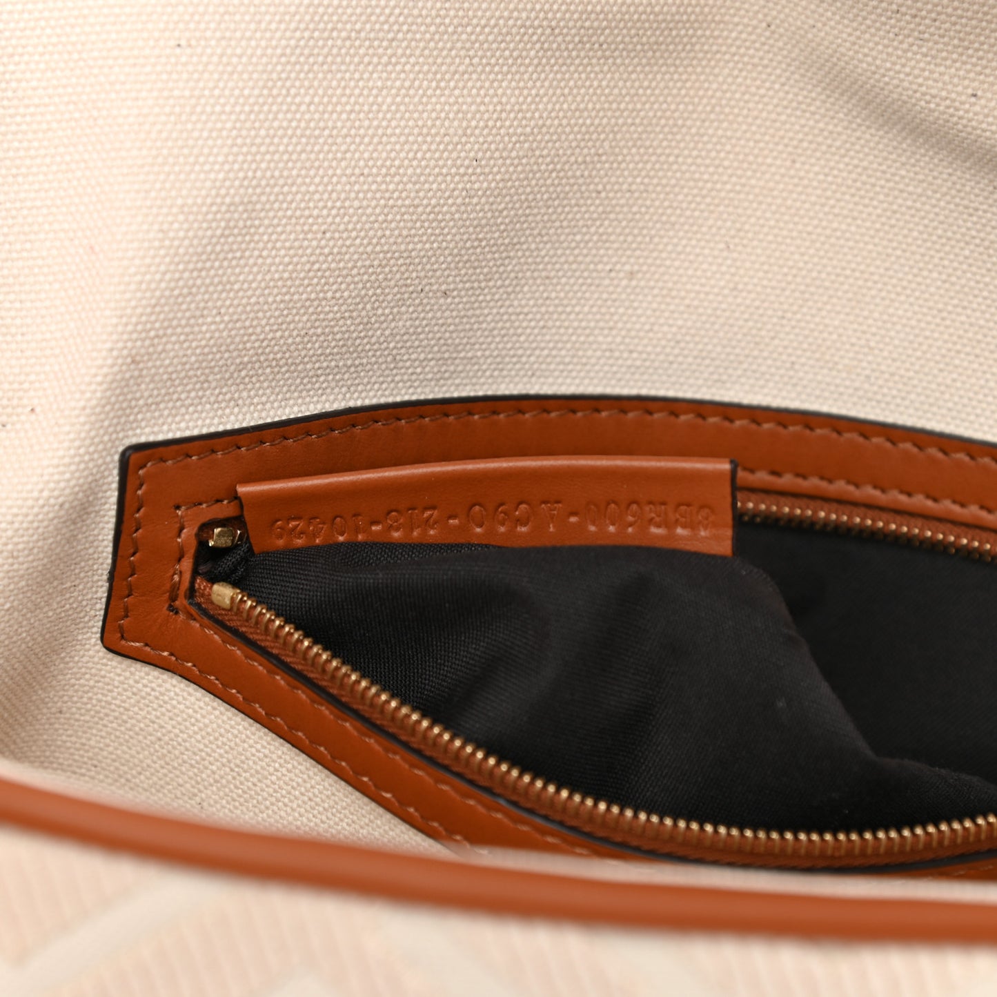 Canvas Vitello King Bi-Color Strap FF Embroidered Baguette Grezzo Brandy Cuoio