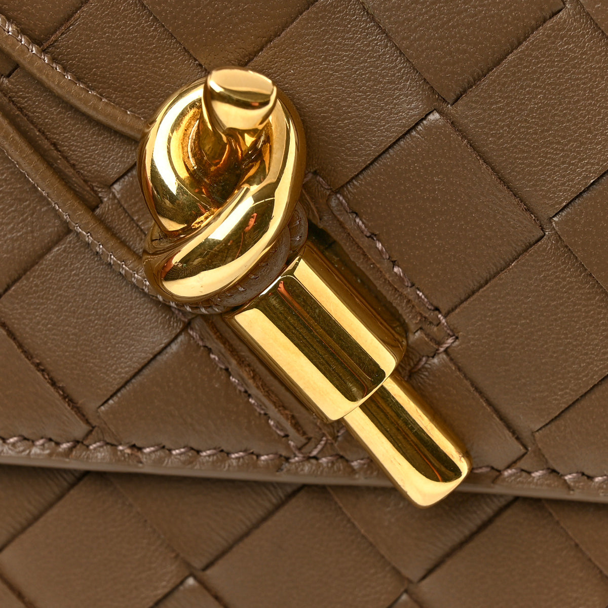 Nappa Intrecciato Long Andiamo Top Handle Clutch Pinecone