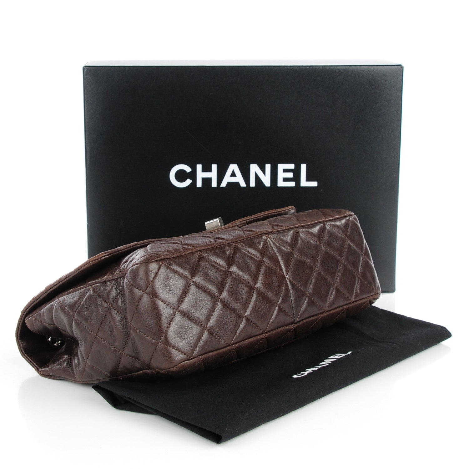 Chanel Lambskin Quilted Jumbo Hybrid Reissue Flap Dark Brown 4 of 7