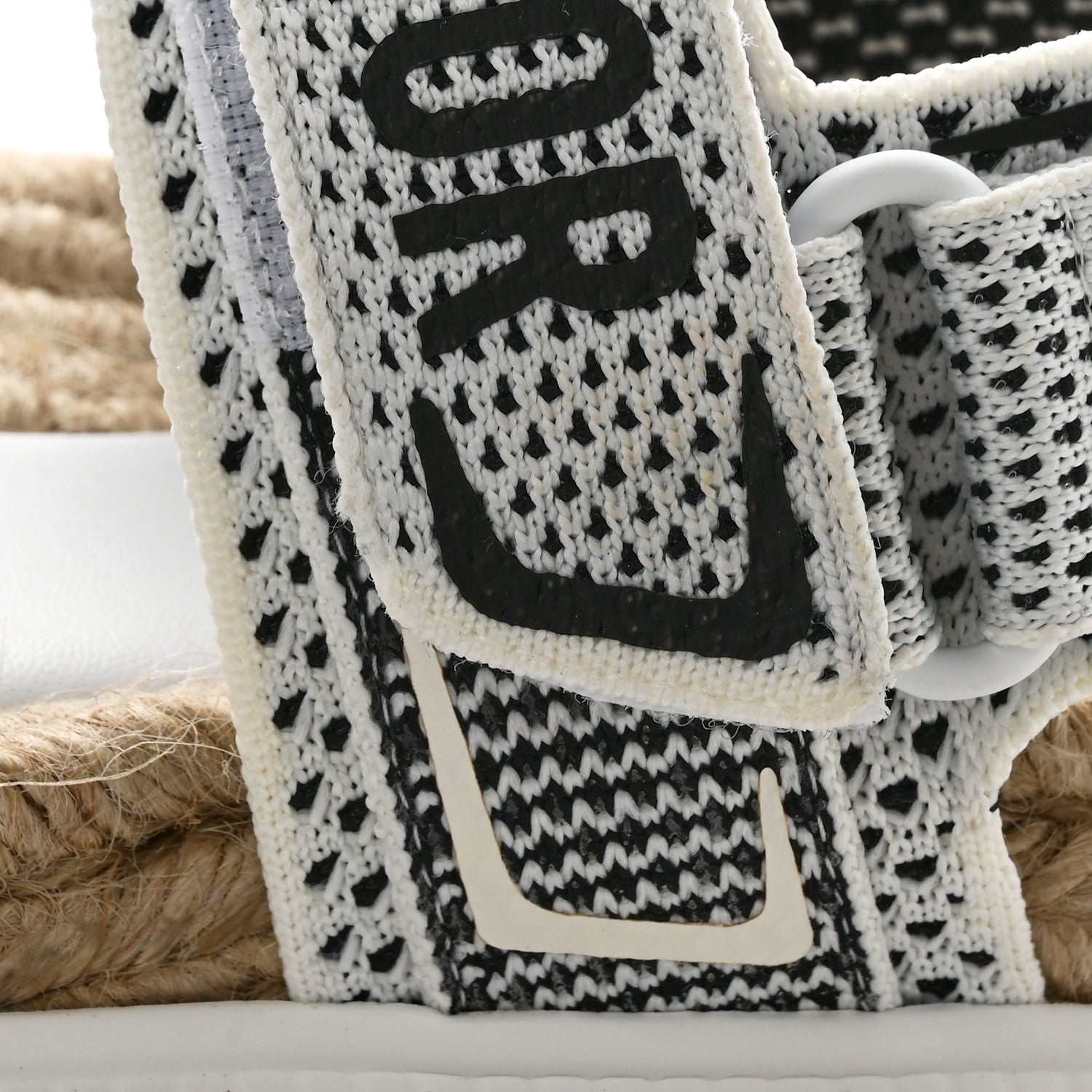 Christian Dior Technical Knit Jute Dioract 10mm Sandals 38 White Black 8 of 12