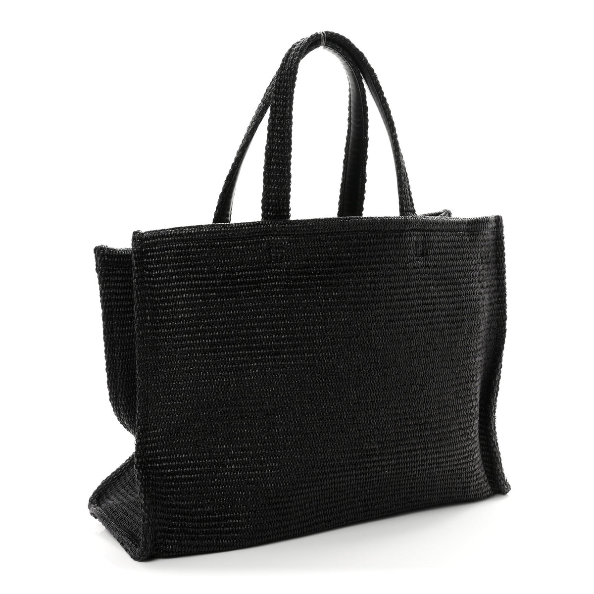 Raffia Large G Shopping Tote Black