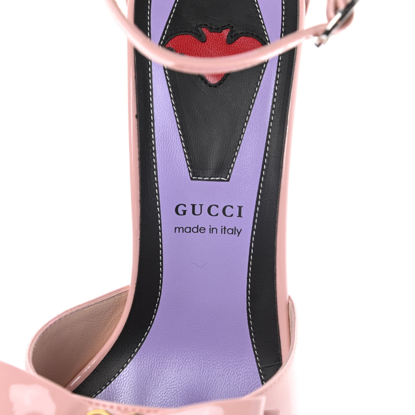 Patent Crystal GG Bow Sadie Spike Ankle Strap d'Orsay Platform High Heel Pumps 38.5 Perfect Pink