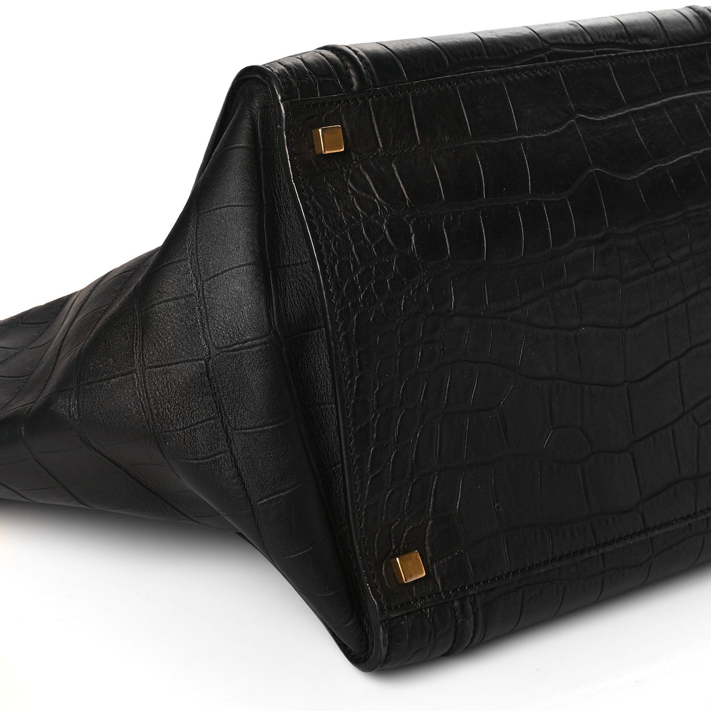 Calfskin Crocodile Embossed Medium Phantom Luggage Black