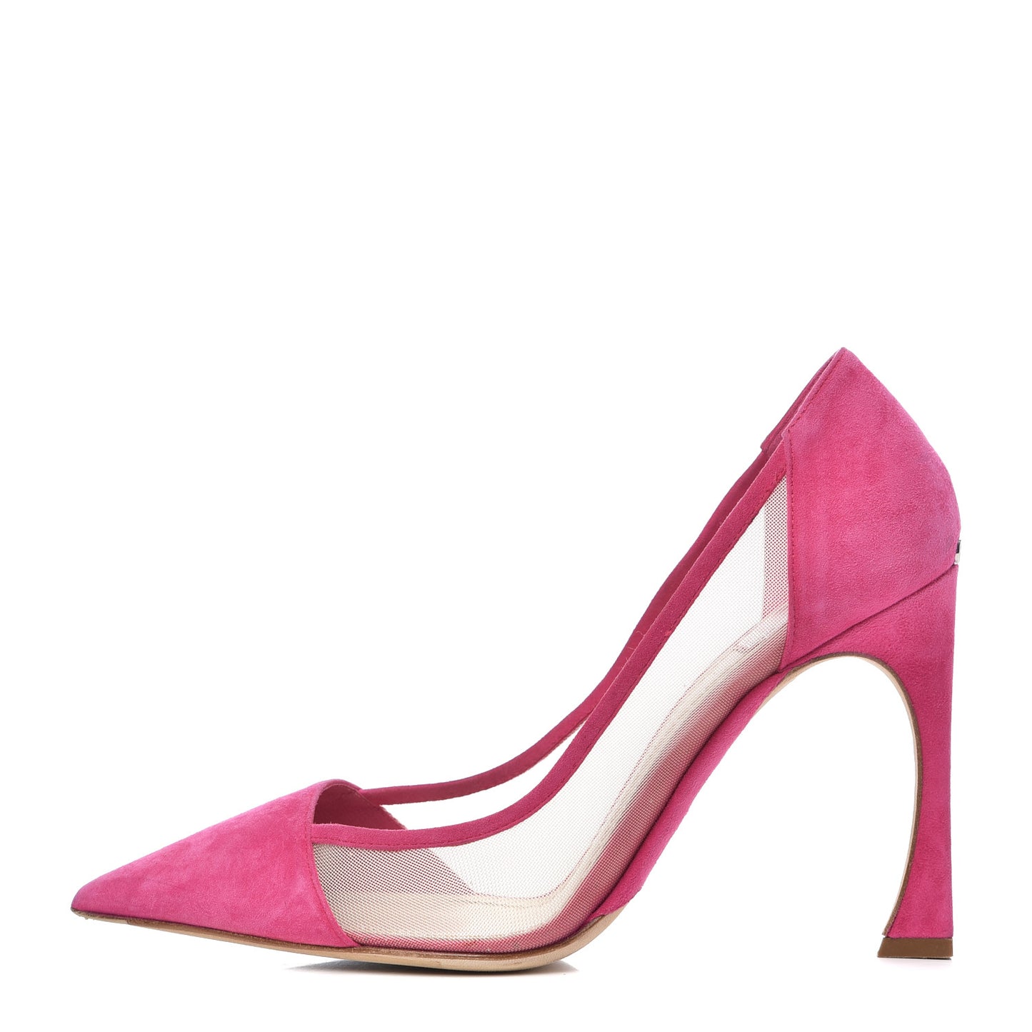 Suede Mesh Skin Pumps 37 Fuchsia