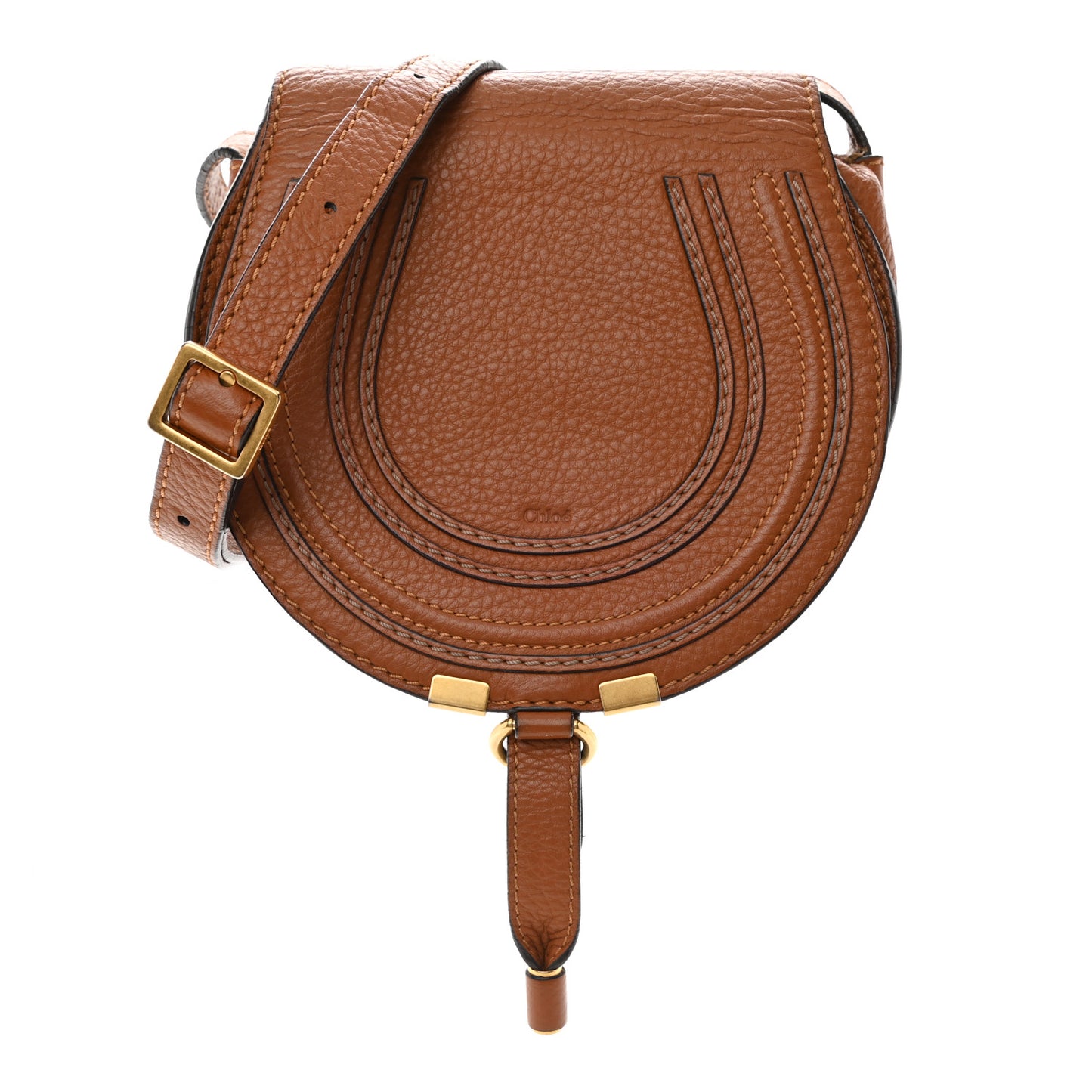 Calfskin Mini Marcie Round Crossbody Bag Nut