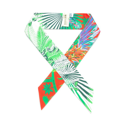 Hermes Silk Mythiques Phoenix Coloriages Twilly Blanc Vert Rouge 1 of 6