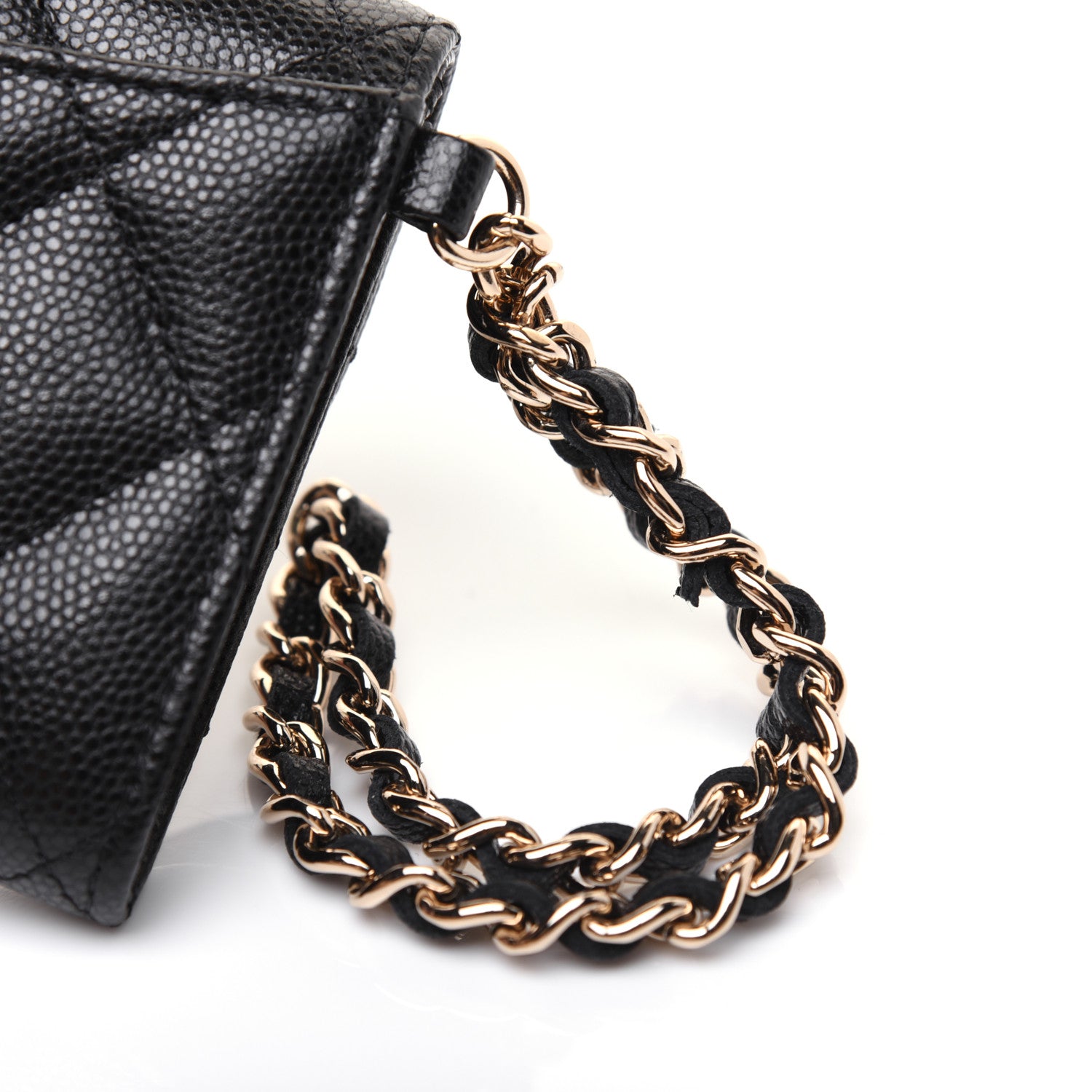 Chanel Caviar Quilted Flap Card Holder Chain Wristlet Black 11 of 12