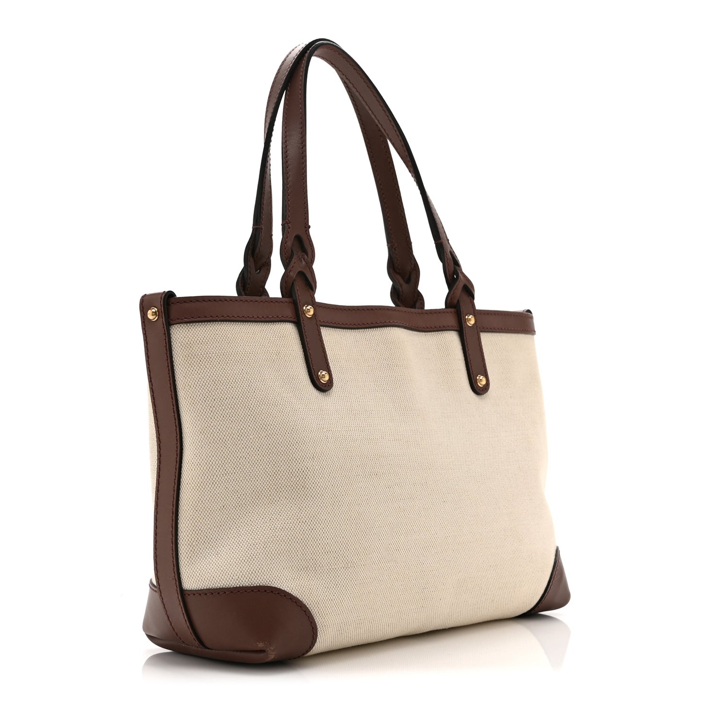 Canvas Calfskin Small Craft Tote Brown