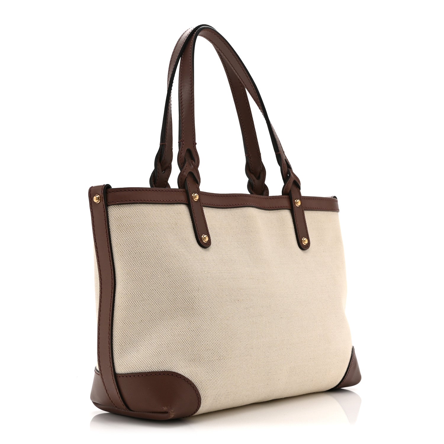 Gucci Canvas Calfskin Small Craft Tote Brown 4 of 17