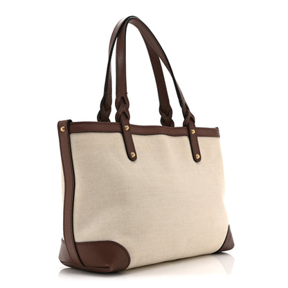 Gucci Canvas Calfskin Small Craft Tote Brown 4 of 17