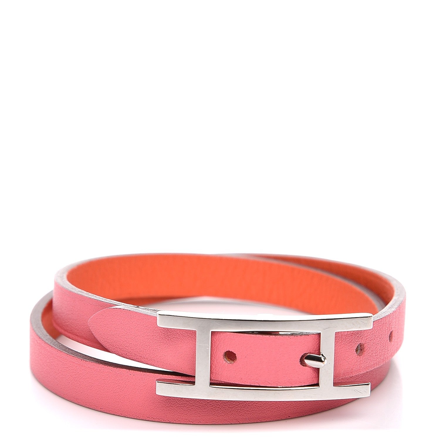 Hermes Swift Behapi Double Tour Reversible Bracelet Small Rose Azalee Orange Poppy 1 of 5
