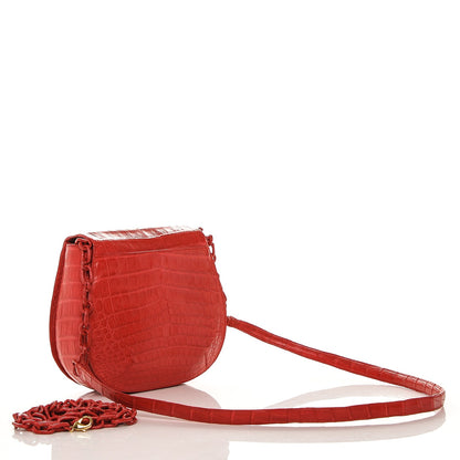 Nancy Gonzalez Crocodile Round Flap Top Crossbody Red 3 of 7