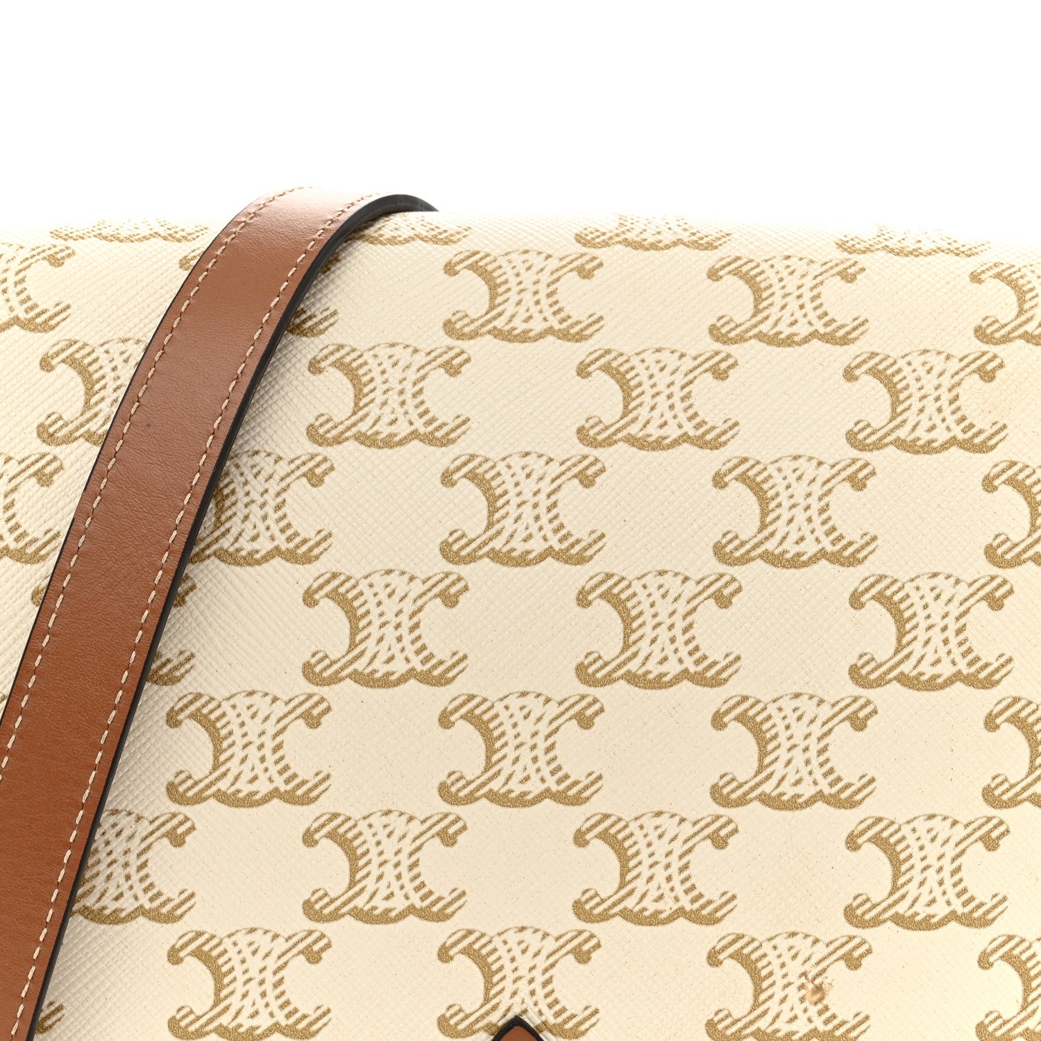 Celine Triomphe Canvas Medium Folco Bag White 8 of 11