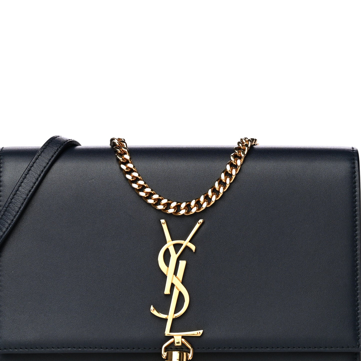 Smooth Calfskin Classic Monogram Kate Tassel Chain Wallet Marine