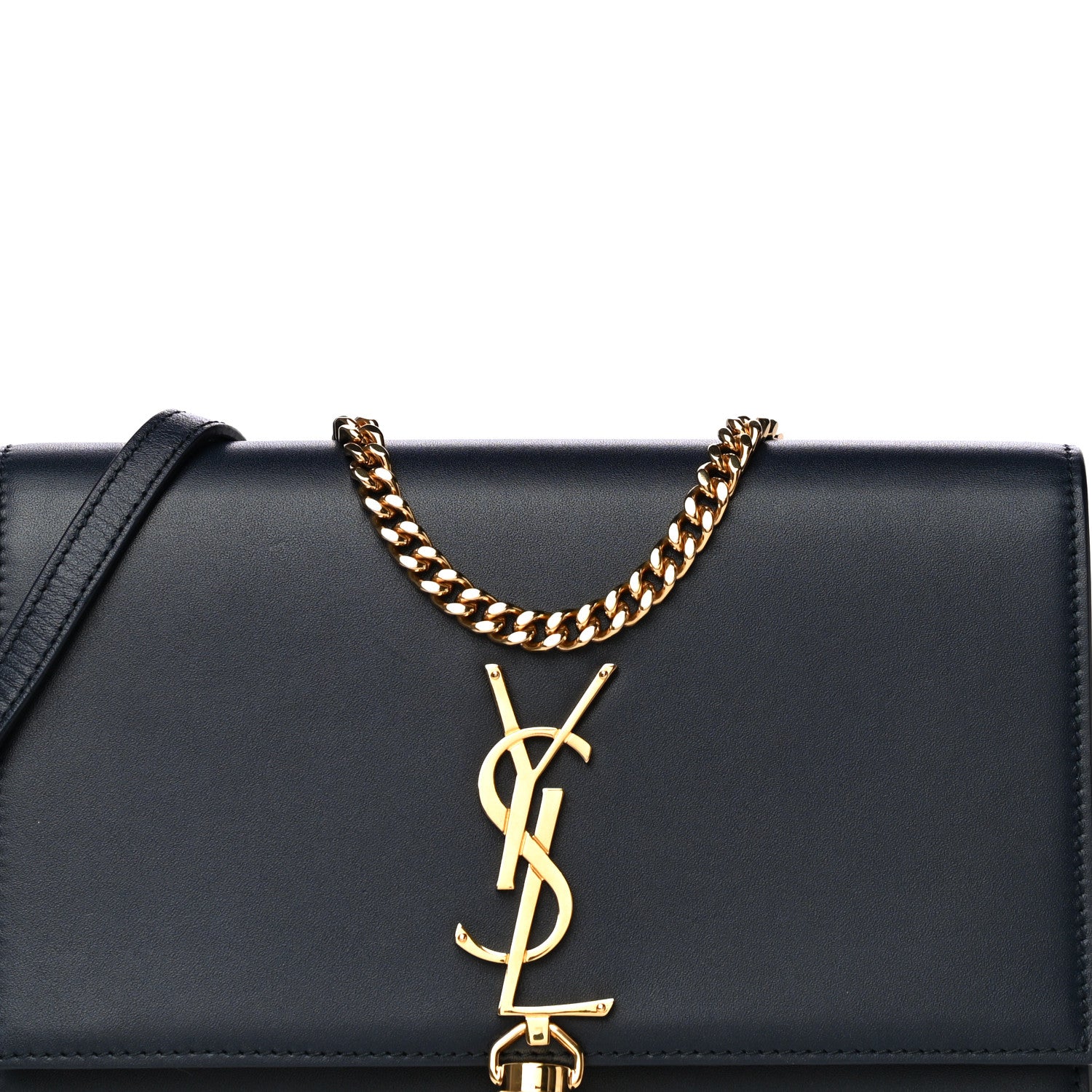 Saint Laurent Smooth Calfskin Classic Monogram Kate Tassel Chain Wallet Marine 8 of 14