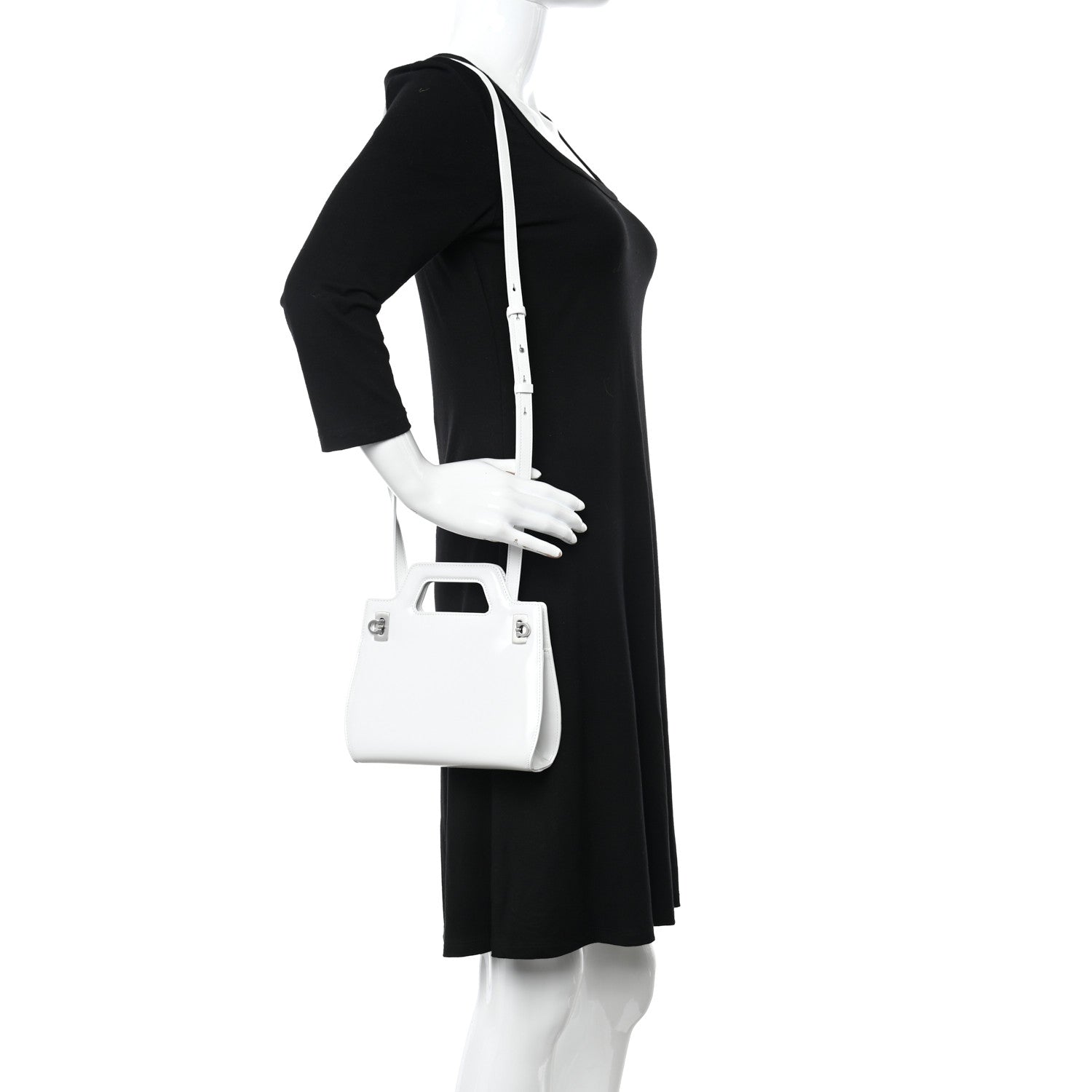 Salvatore Ferragamo Brushed Calfskin Mini Wanda Top Handle Bag Optic White 2 of 11
