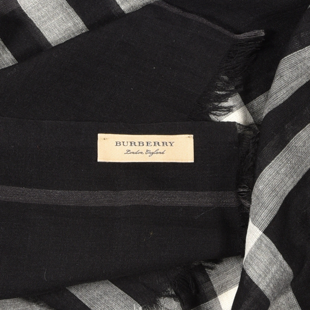 Burberry Cashmere Giant Check Lightweight Scarf Grey 3 of 4