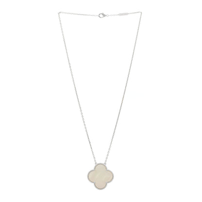 Van Cleef & Arpels 18K White Gold Mother of Pearl Magic Alhambra Pendant Necklace 3 of 6