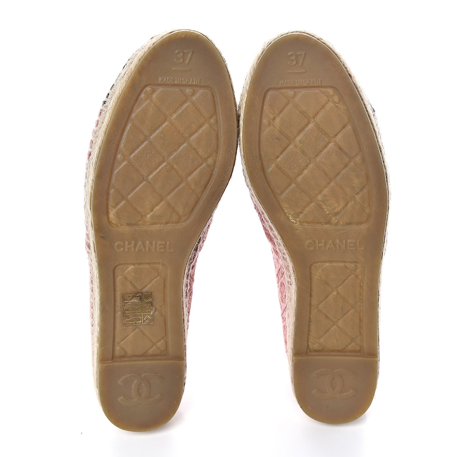 Chanel Velvet Grosgrain Quilted Camellia CC Espadrilles 37 Pink Black 10 of 11