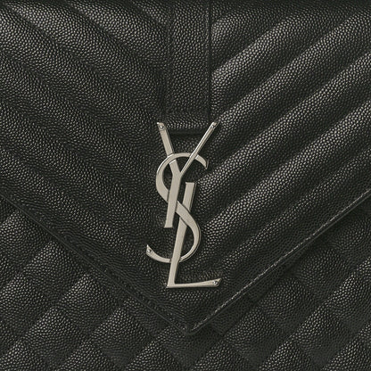 Saint Laurent Grain De Poudre Textured Mixed Matelasse Large Triquilt Monogram Satchel Black 9 of 11