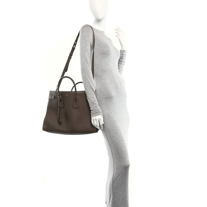 Saint Laurent Grained Calfskin Large Thin Sac De Jour Dark Wood 2 of 10