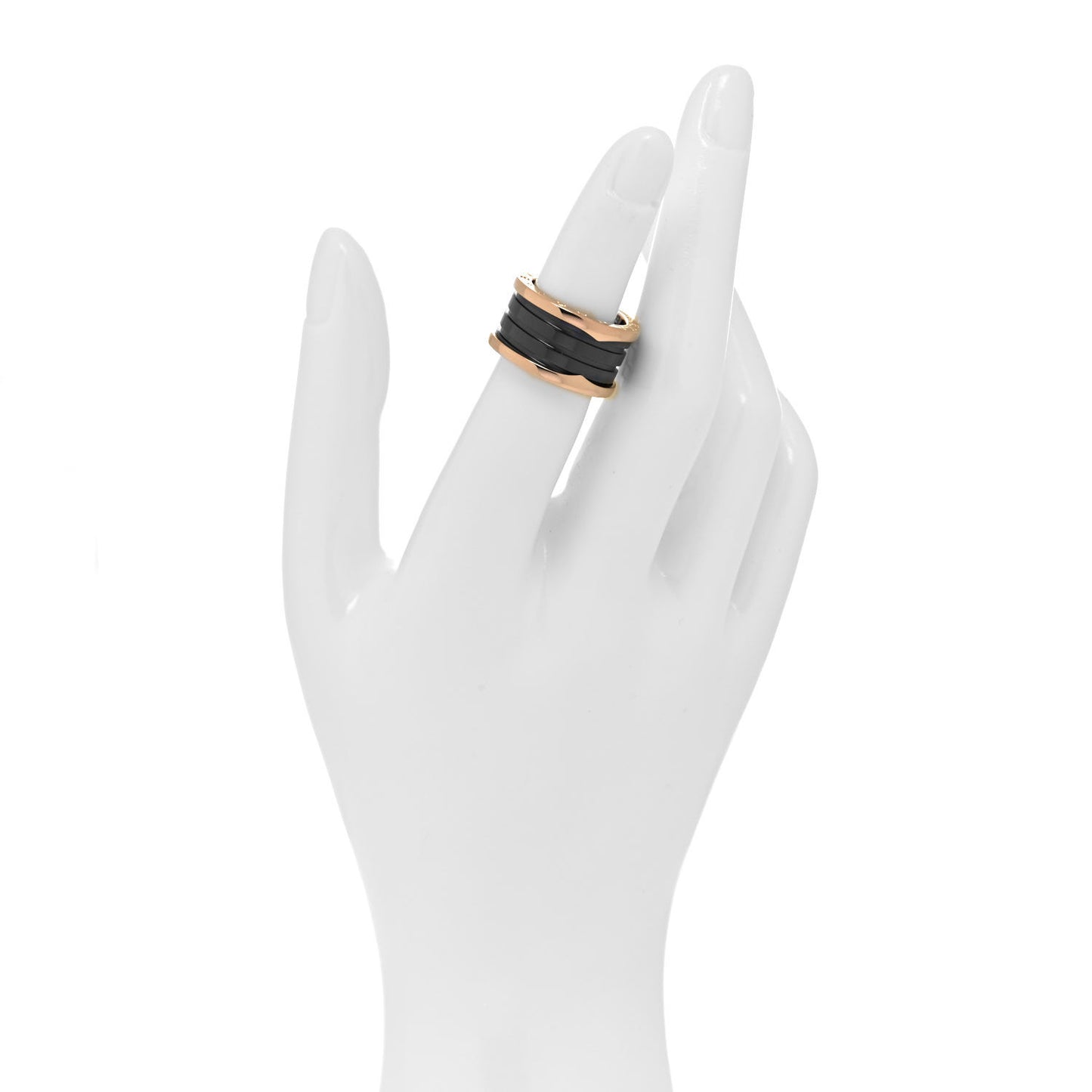 18K Rose Gold Black Ceramic B.Zero1 Four-Band Ring 51 5.75