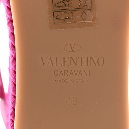 Valentino Garavani Calfskin Silk Rockstud Torchon Espadrille Wedge 35/105mm Slide Sandals 40 Rose Violet 6 of 9