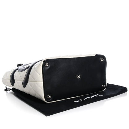 Chanel Calfskin Quilted Large Cambon Tote White Black 4 of 9