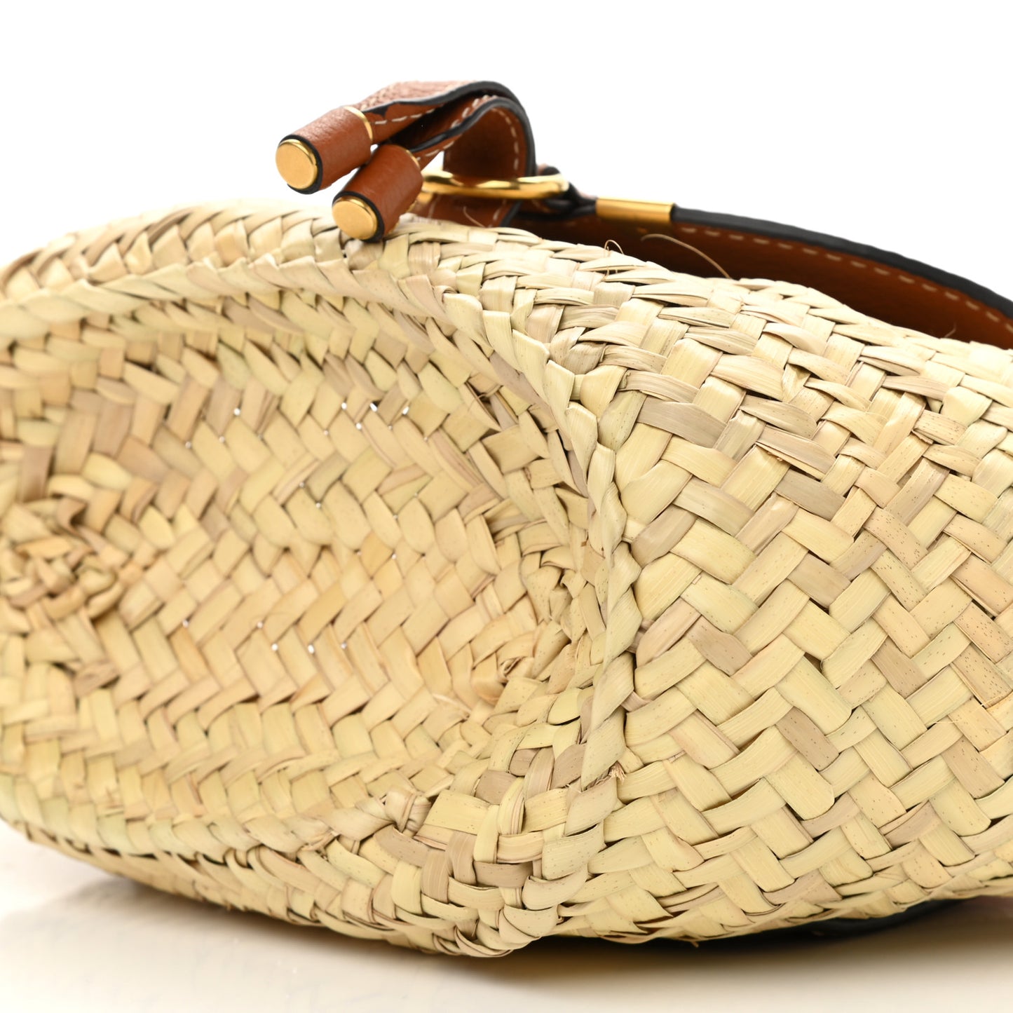 Raffia Calfskin Marcie Basket Tan