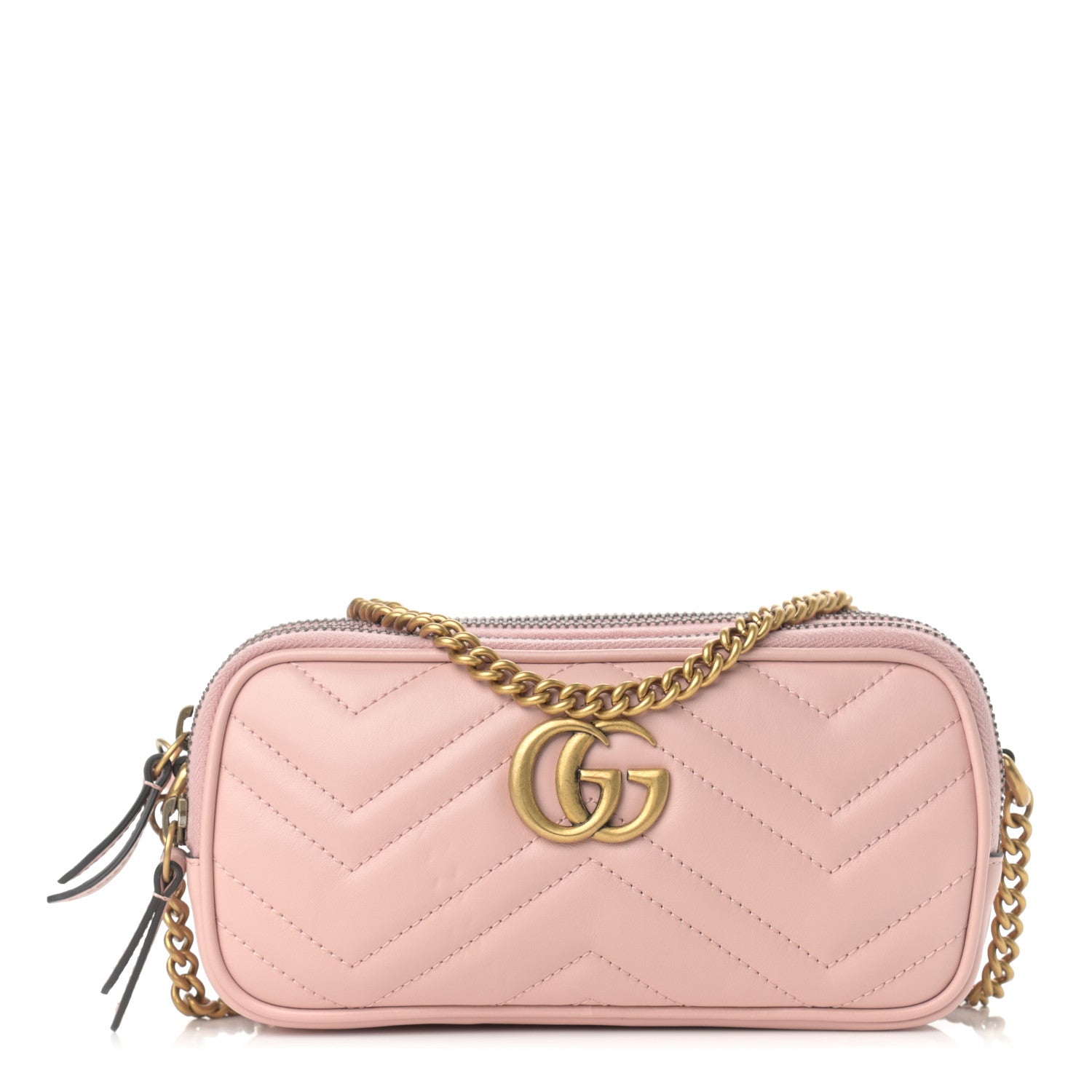 Gucci Calfskin Matelasse Mini GG Marmont Chain Crossbody Bag Perfect Pink 1 of 13