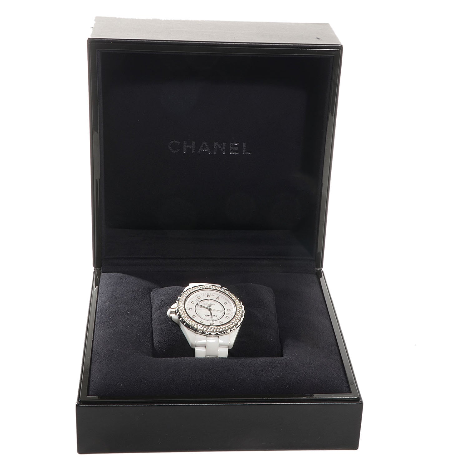 Chanel Stainless Steel Ceramic Diamond Pave Bezel 42mm J12 Automatic Watch White 6 of 6