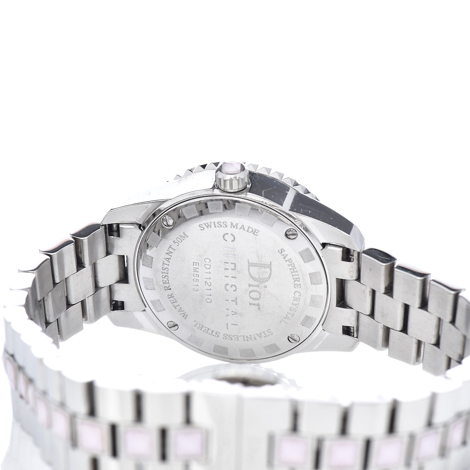 Christian Dior Stainless Steel Sapphire Mother of Pearl 29mm Christal Quartz Watch Pink 5 of 5