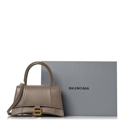 Balenciaga Grained Calfskin Small Hourglass Top Handle Bag Mink Grey 14 of 14