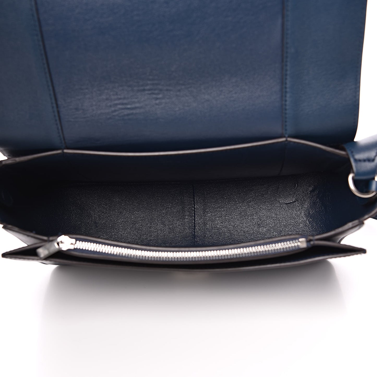 Shiny Smooth Calfskin Medium Frame Shoulder Bag Steel Blue Plum