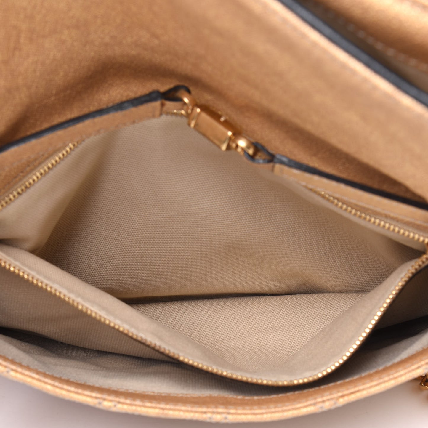 Coated Canvas Quilted Flap Shoulder Bag Tan