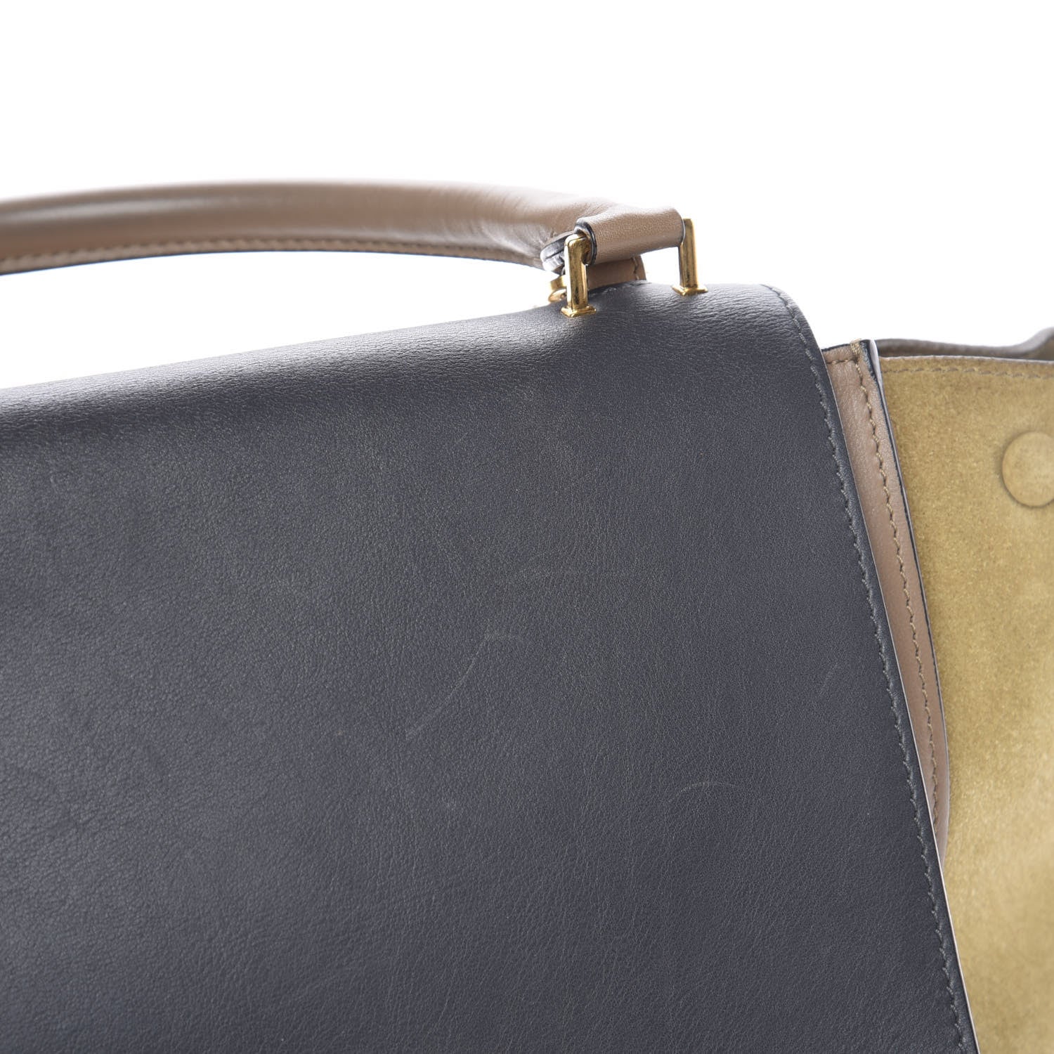 Celine Smooth Calfskin Suede Medium Tri-Color Trapeze Olive 10 of 20