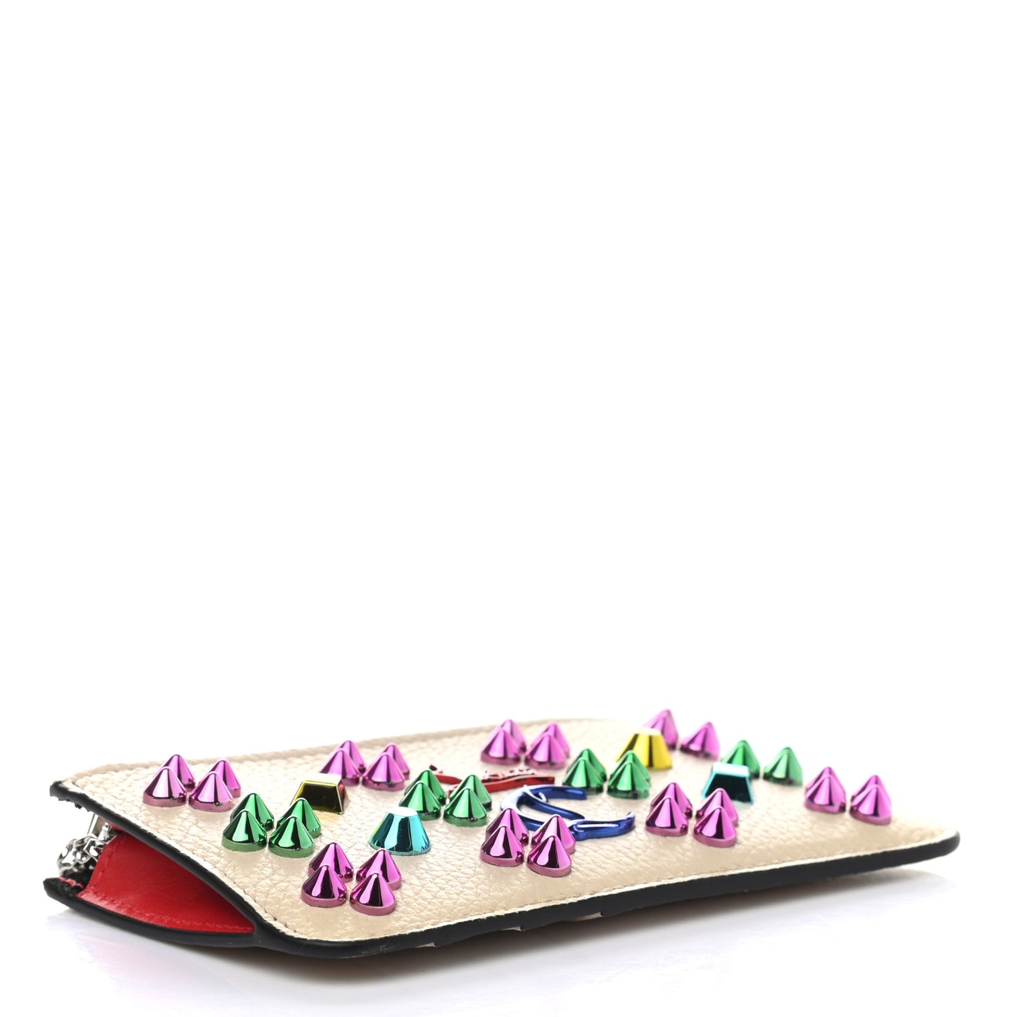 Calfskin Panettone Studded Zip Card Holder Ballerina Multicolor