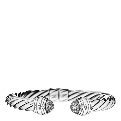 David Yurman Sterling Silver Diamond 8.5mm Cable Classics Bracelet 1 of 4