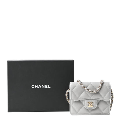 Chanel Caviar Quilted Flap Card Holder On Chain Grey 10 of 10